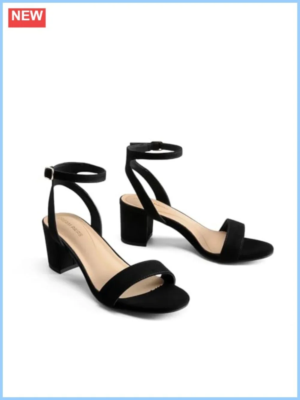 Faux Suede Block Heel Sandals Women's Dressy Ankle Strap